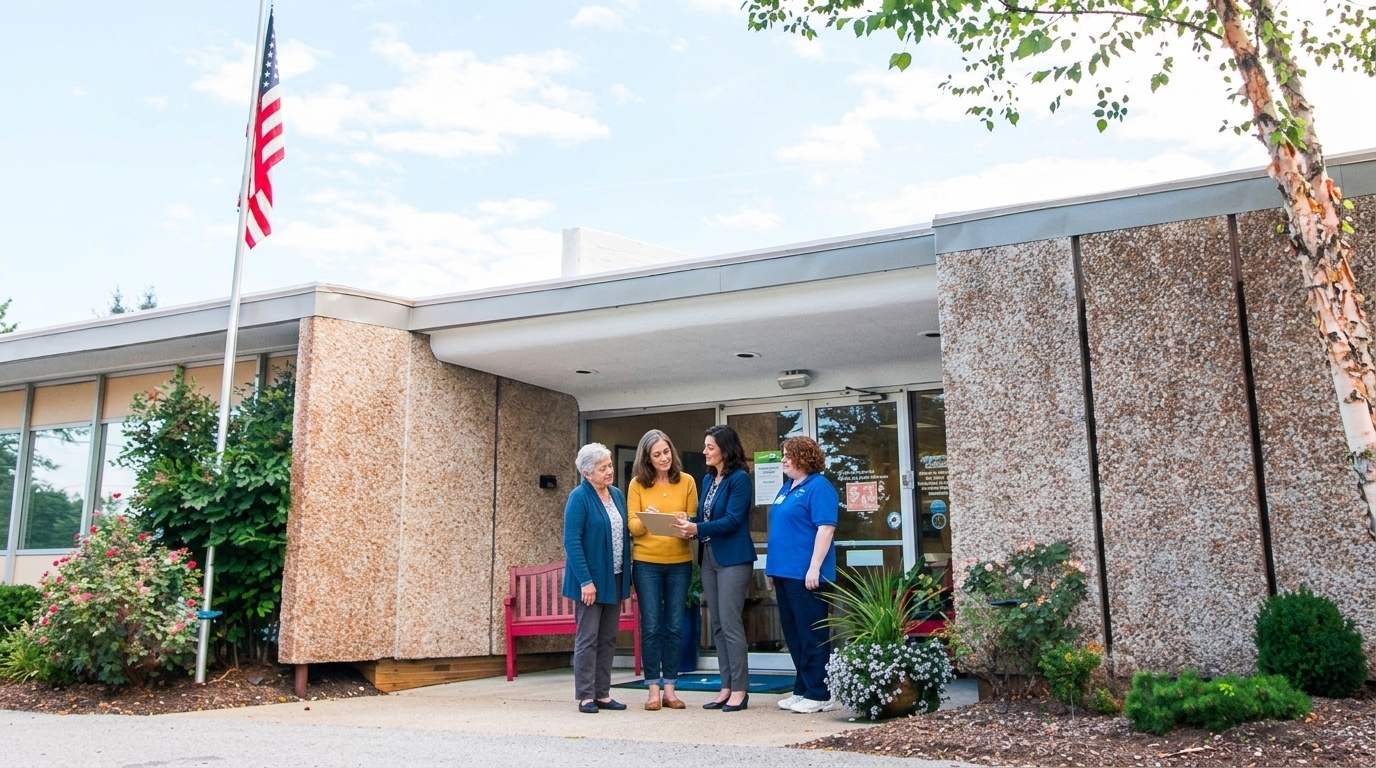 Danville Centre team members gathered outside the facility entrance.