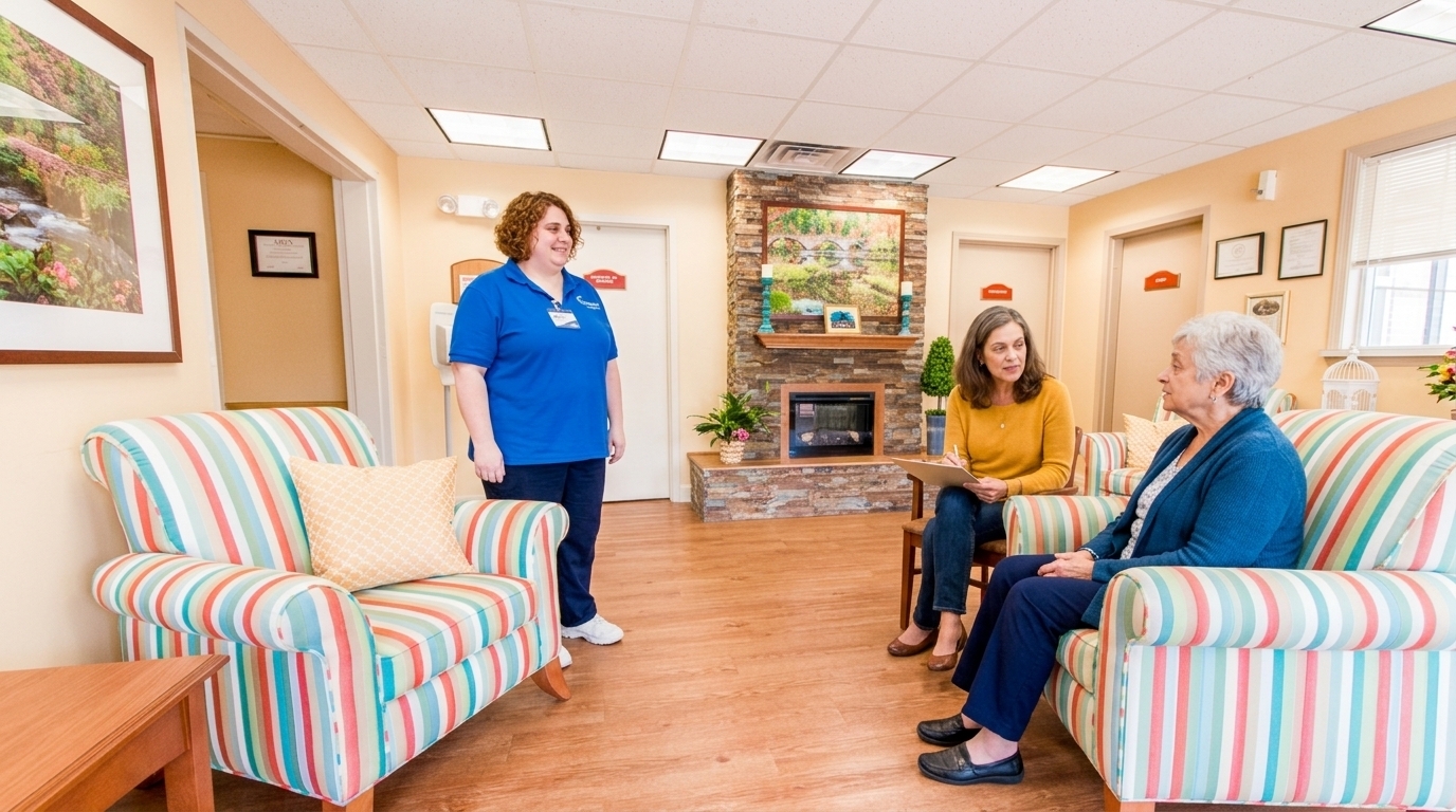 A comfortable shared living room at Danville Centre.